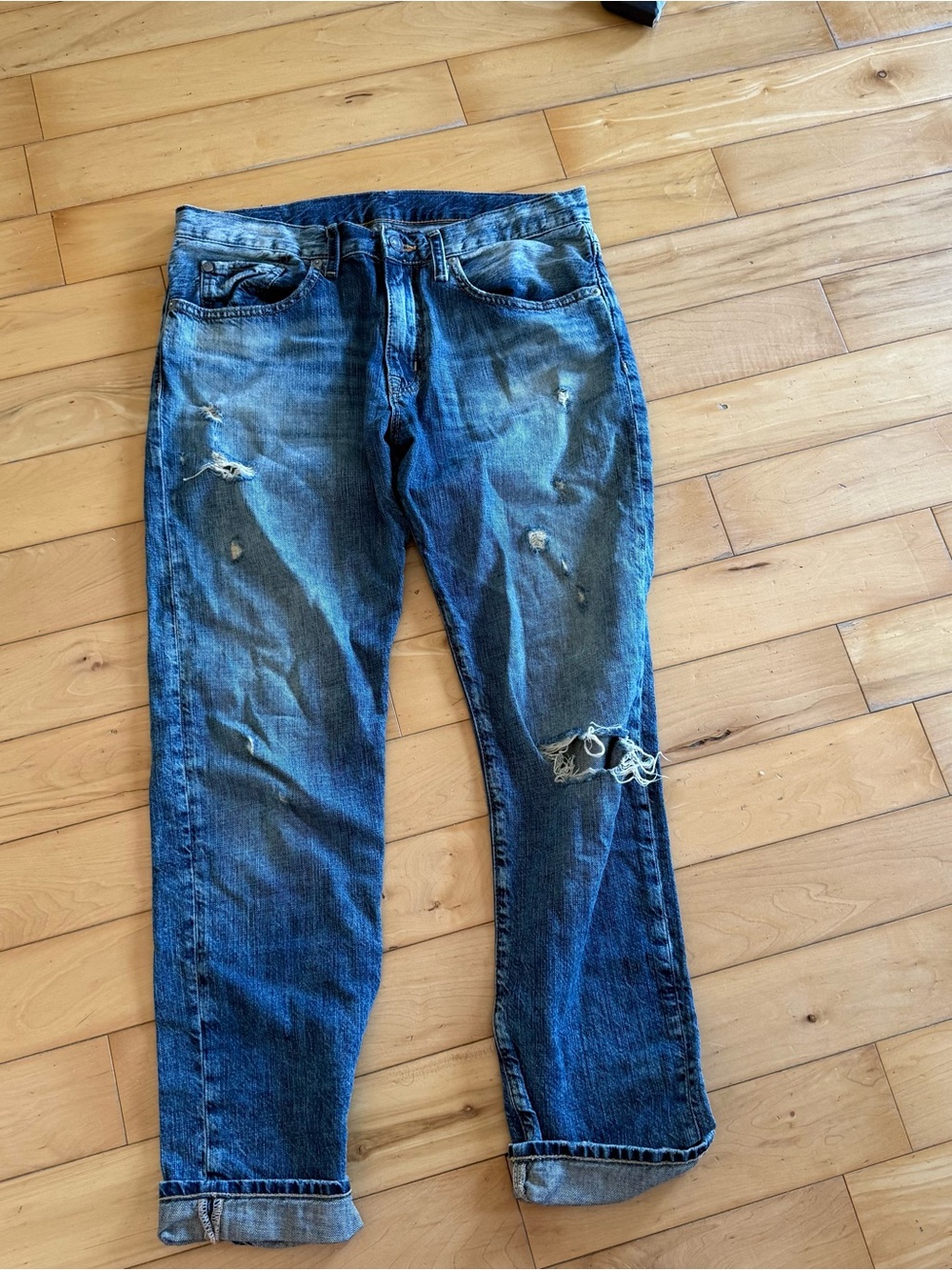 Ralph Lauren Distressed Blue Relaxed Jeans